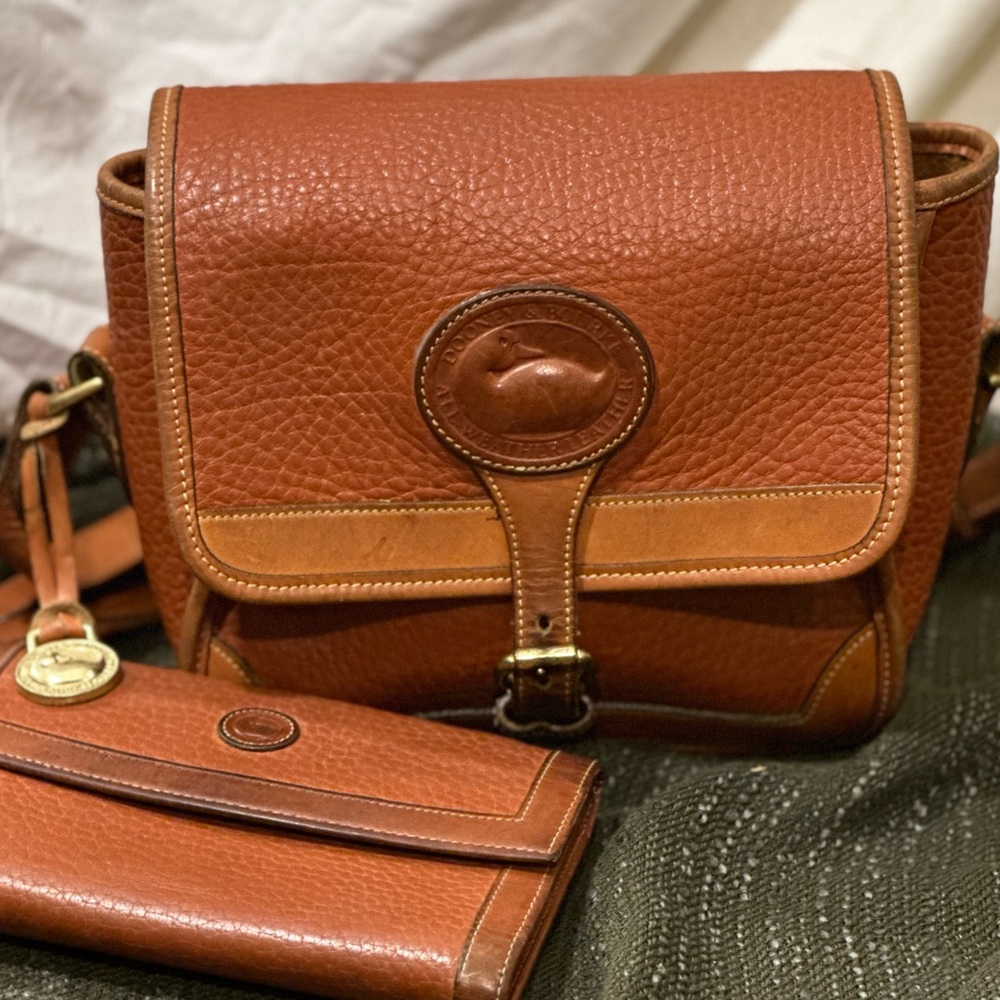Vintage Dooney & Bourke Essex Brown Pebble Leather Crossbody and Wallet